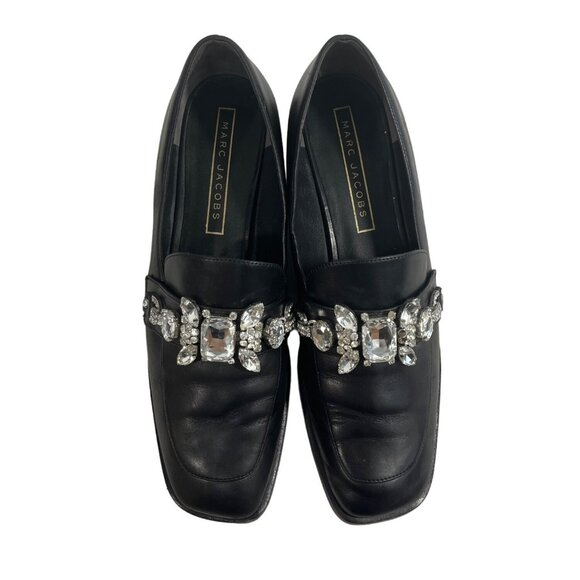 Marc Jacob’s Black Leather Gem Rhinestone Strap Dress Shoes Sz 41 (9.5 US) - Picture 7 of 10
